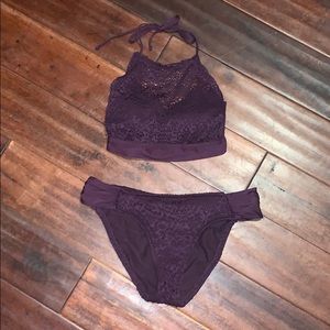 Halter Top Purple Macrame Bikini
